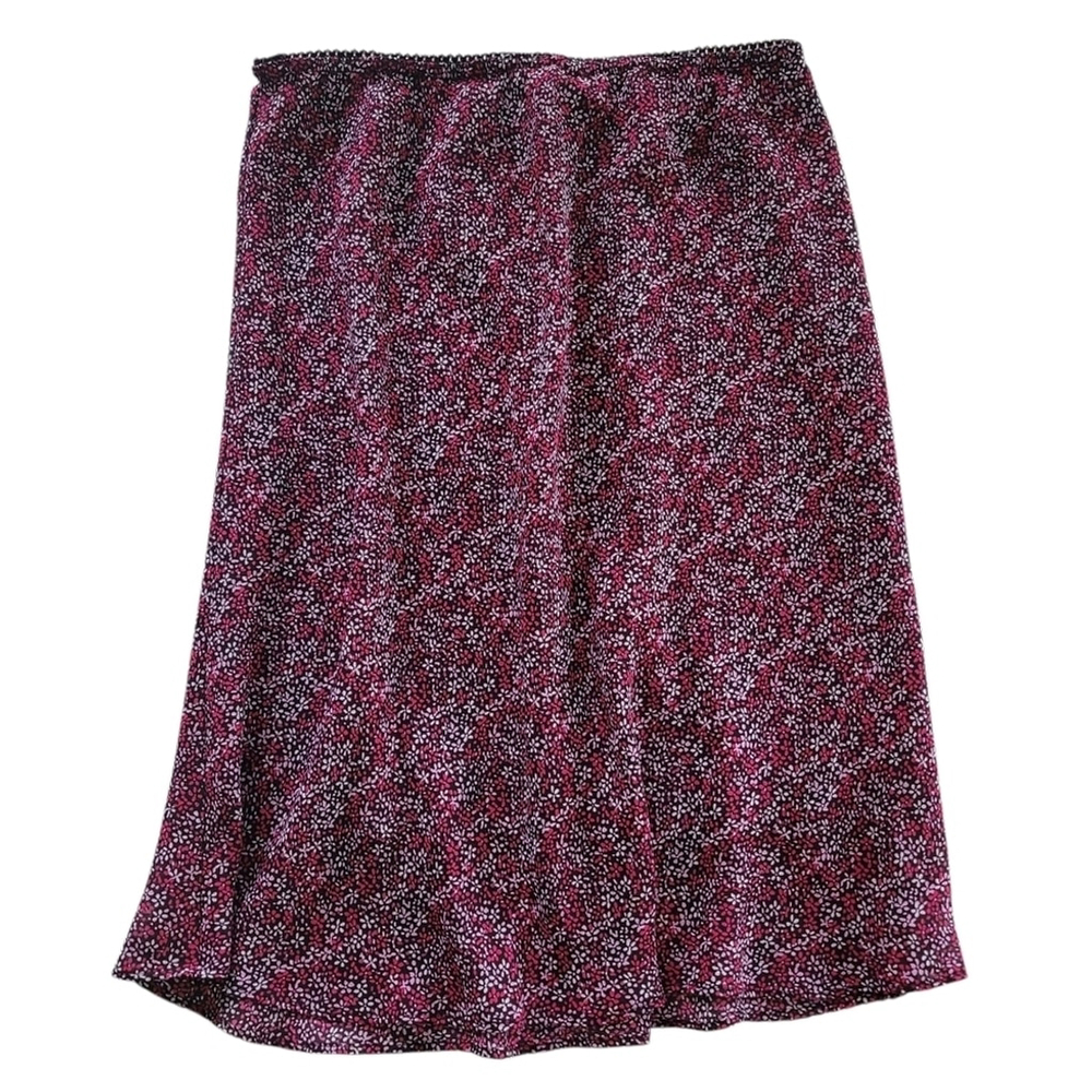 Jessica Pink and Black Flower Midi Skirt